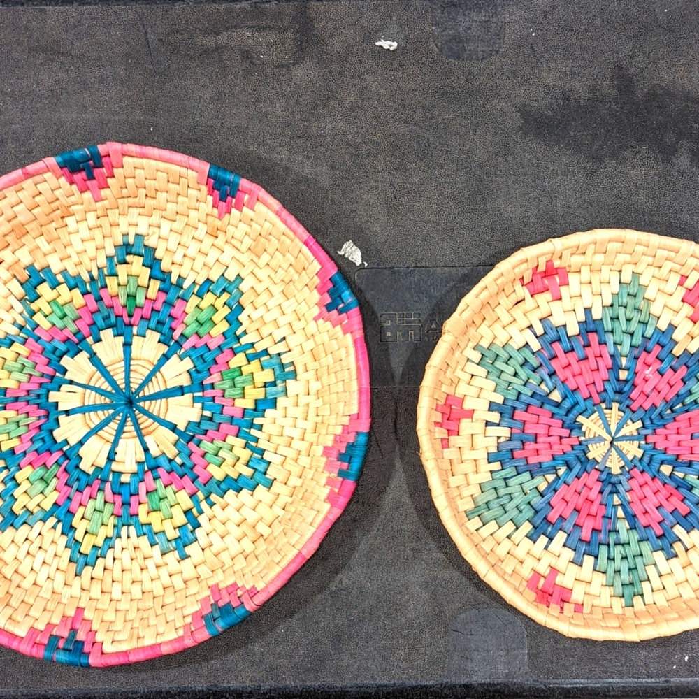 Hand Woven Coiled Basket Wall Decor - Set of 2